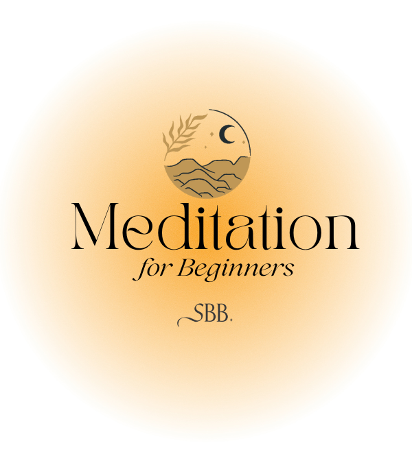 Graphic Reading "meditation for beginners" with Moon & Mountains