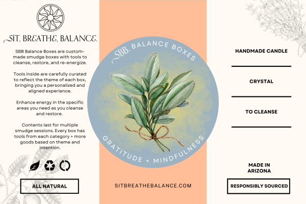 Gratitude and Mindfulness Balance Box Label