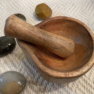 Handmade Wooden Mortar + Pestle Bowl Set with Spout on Bowl - SBB