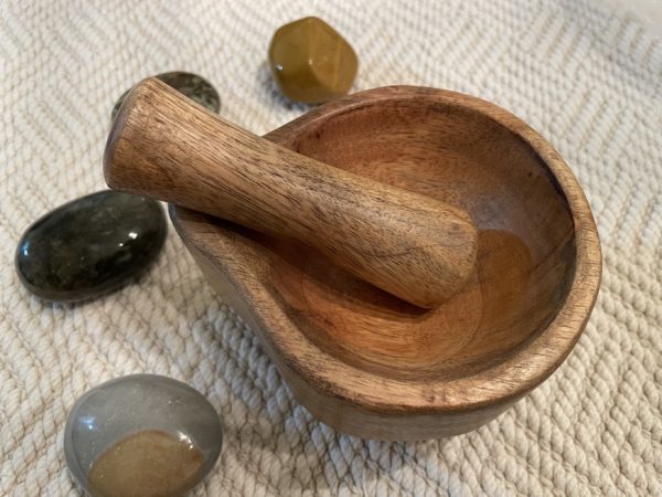 Handmade Wooden Mortar + Pestle Bowl Set with Spout on Bowl - SBB
