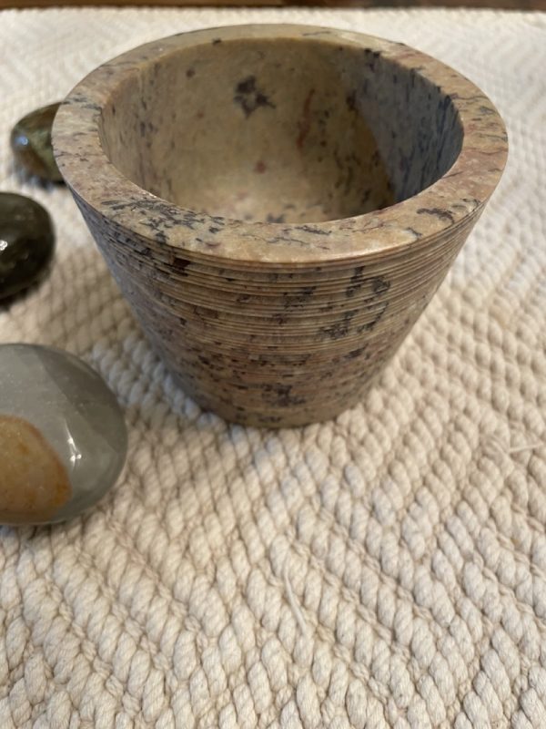 Edge of Bowl Showing Carved Design on Mortar + Pestle Set - SBB