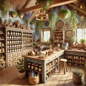 Cozy Plant Shop with Herb Jars - Neutral Colors - SBB